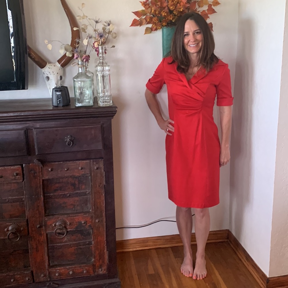 Red Kay Unger dress, Size 2
